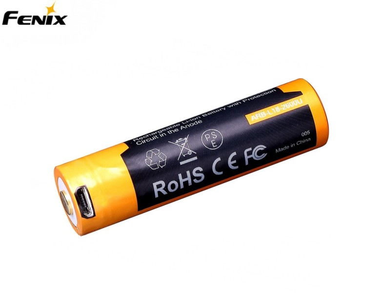 Аккумулятор Fenix 18650 ARB-L18-2600U (+USB порт зарядки)