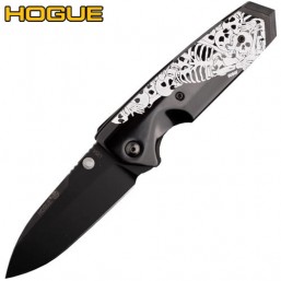 Нож Hogue EX-02 Spear Point Thumb Stud 3,375" Skulls & Bones Black 34279BKS