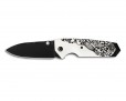 Нож Hogue EX-02 Spear Point Thumb Stud 3,375" Skulls & Bones White 34279TFS
