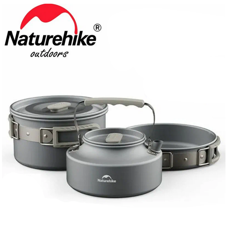 Naturehike (1,7Л кастрюля + чайник 0,8Л + 7 дюймовая сковорода (CNK2450CF010) из алюминия