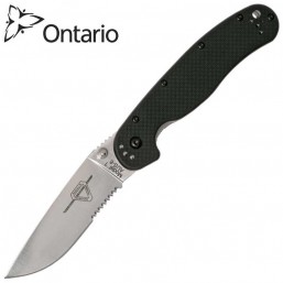 Нож Ontario RAT-1 Serrated Satin Black 8849