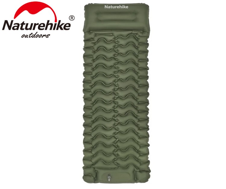 Naturehike CNK2550WS019 FC01 одноместный с подушкой, с ножным насосом, зеленый