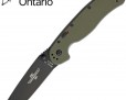 Нож Ontario RAT-1A Black Blade Green G-10 8871OD