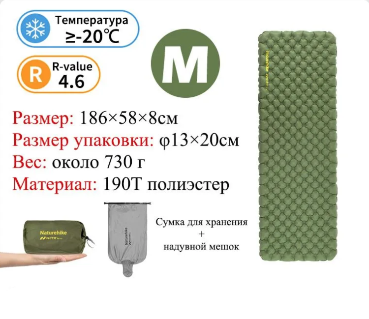 Naturehike CNK2450WS014 Tuye4.6, прямоугольный, зеленый