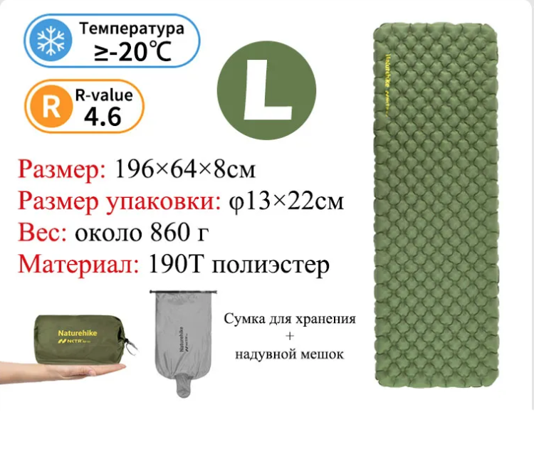Naturehike CNK2450WS014 Tuye4.6, прямоугольный, зеленый