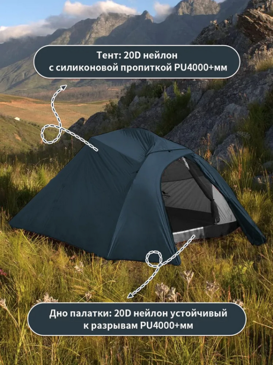 Naturehike Cloud Up 3 Синяя (NH18T030-T) 3-местная