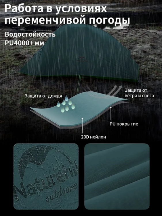 Naturehike Cloud Up 3 Синяя (NH18T030-T) 3-местная