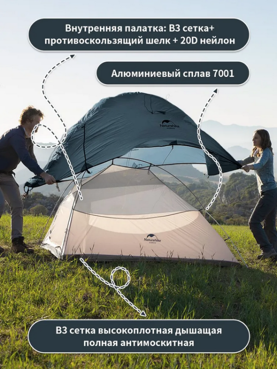Naturehike Cloud Up 3 Синяя (NH18T030-T) 3-местная