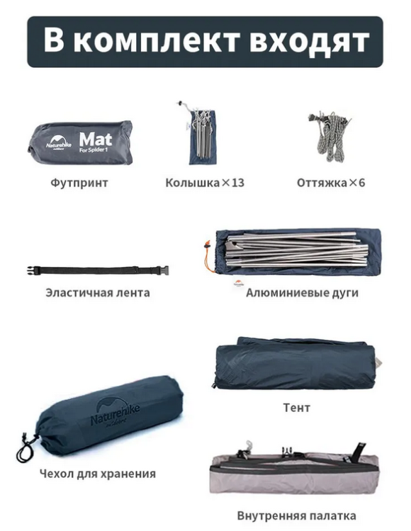 Naturehike Cloud Up 3 Синяя (NH18T030-T) 3-местная