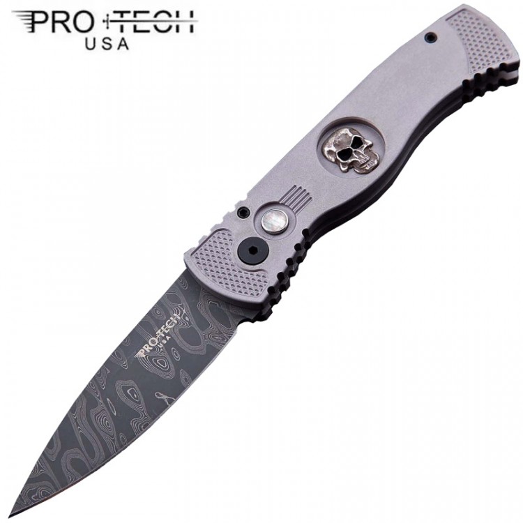 Нож Pro-Tech TR 2 Skull Custom Special Grey Chad Nichols Damascus TR-2.63Skull-D