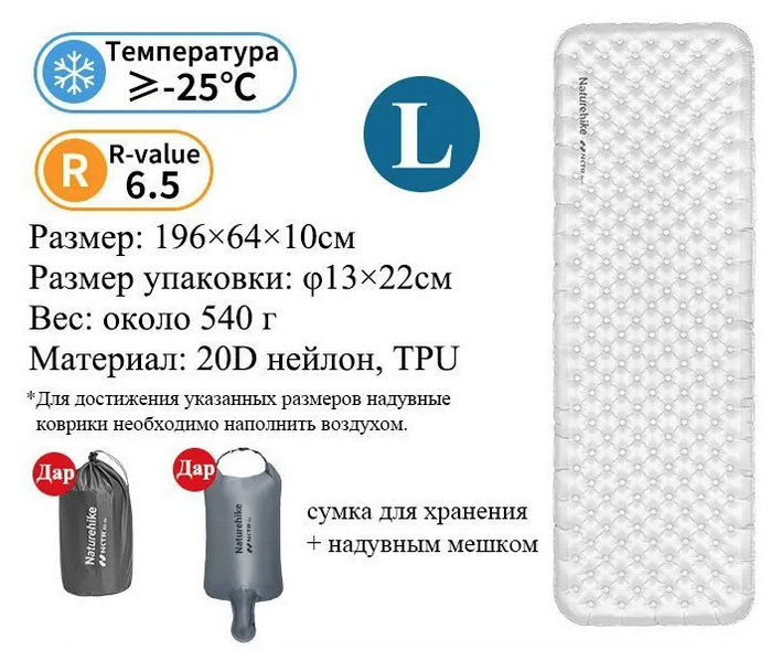Naturehike CNK2450WS038 Tuye6.5, прямоугольный, серебряный