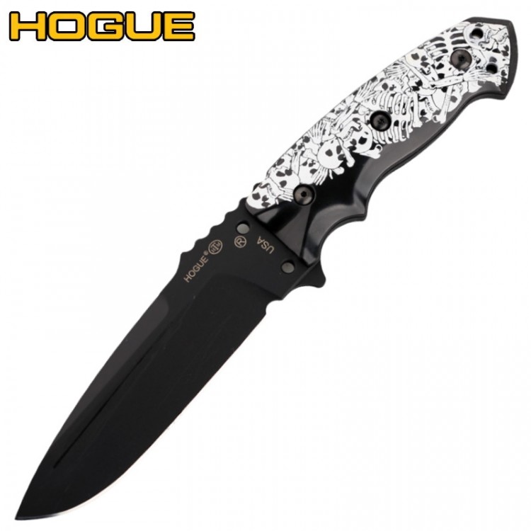Нож Hogue EX-F01 7" Skulls & Bones Black 35159BKSR
