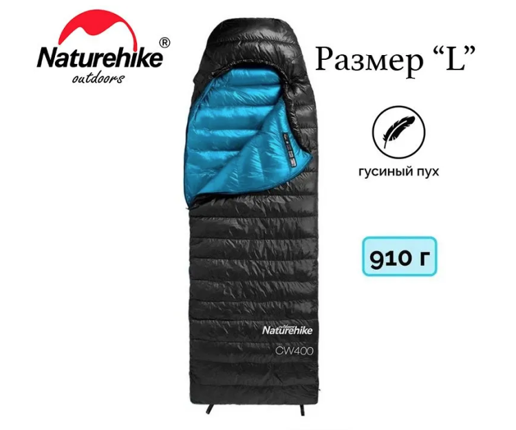 Спальный мешок Naturehike CW400 (размер L) Черный 
