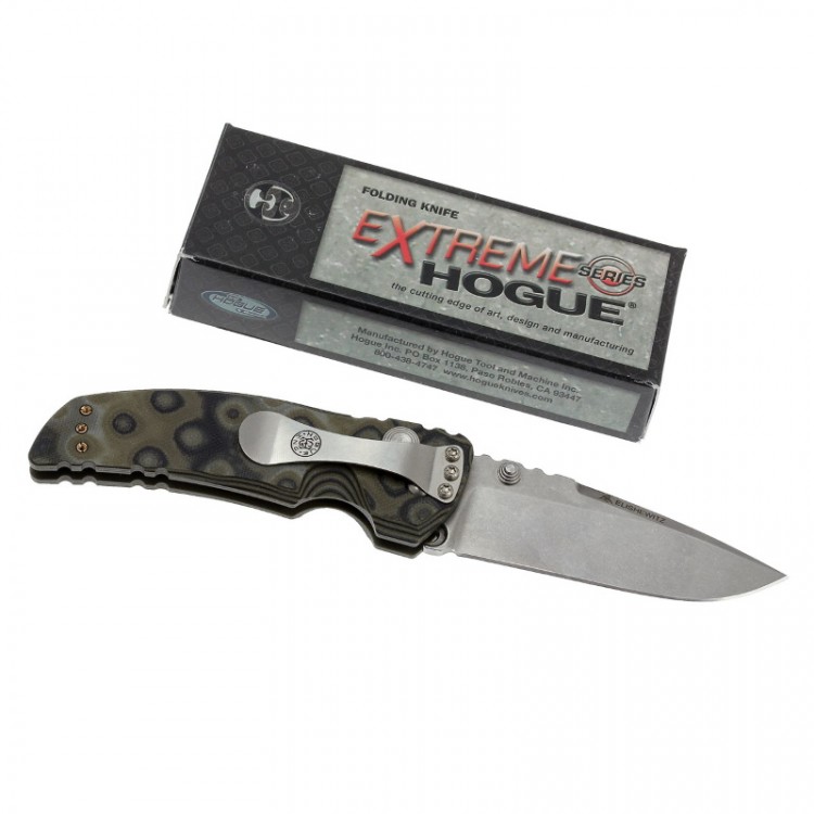 Нож Hogue EX-01 Drop Point 3.5" Stonewash Green/Grey G10 34178TF
