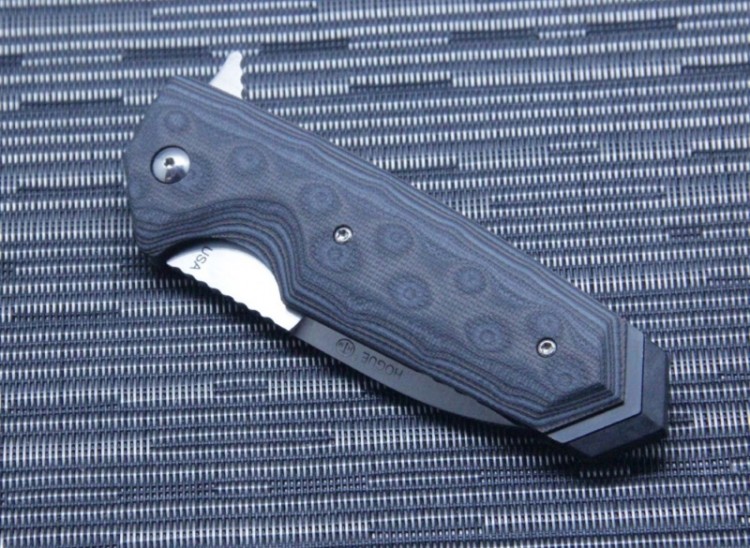 Нож Hogue EX-02 Spear Point Flipper Stonewash Black/Grey G10 34219TF