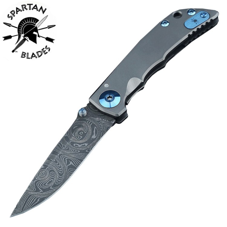Нож Spartan Blades Harsey Folding Damascus SF10CustCNDAMBlue