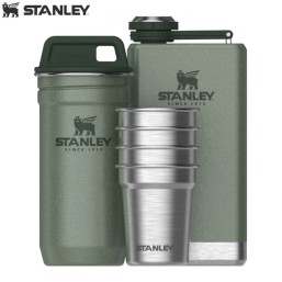 Набор подарочный Stanley Adventure (фляга 0,23L + стопки 4 шт по 59 mL + футляр) Green