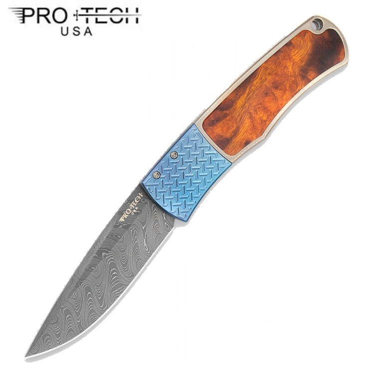 Нож Pro-Tech Whiskers Magic Ultimate Custom Ti Handle Ironwood Damascus BR-1Ti-DIWCustom