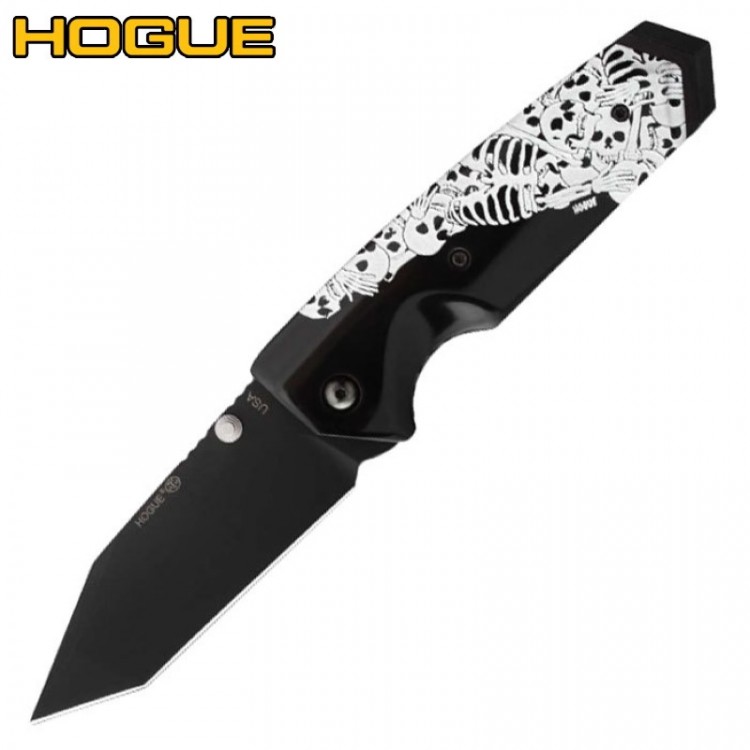 Нож Hogue EX-02 Tanto Thumb Stud Skulls & Bones Black 34249BKS